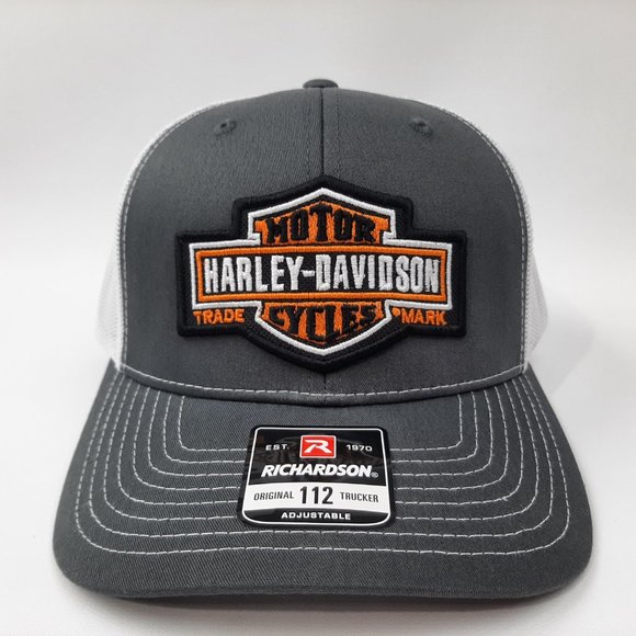 Harley-Davidson Richardson 112 Trucker Embroidered Patch Mesh Snapback Cap Hat - Picture 2 of 4